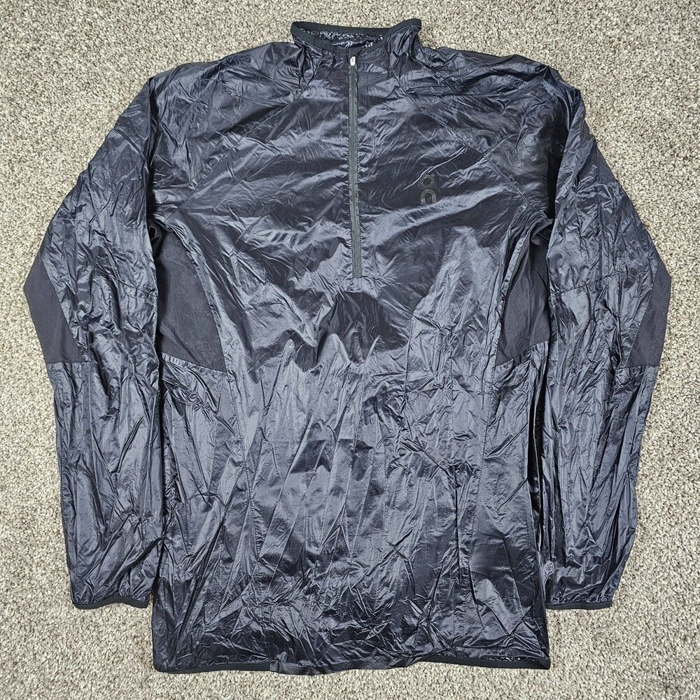 On Jacket Mens Small Black Zero Windbreaker Lightweight Half Zip Run On Clouds